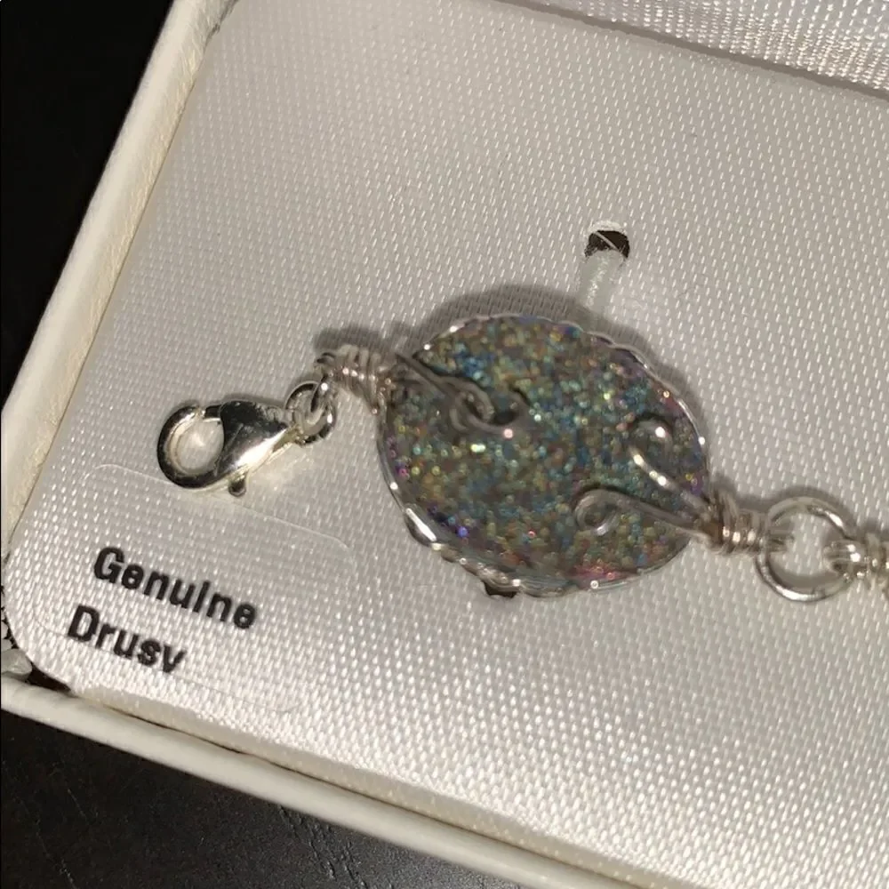 Kohl’s genuine druzy sterling silver bracelet.
